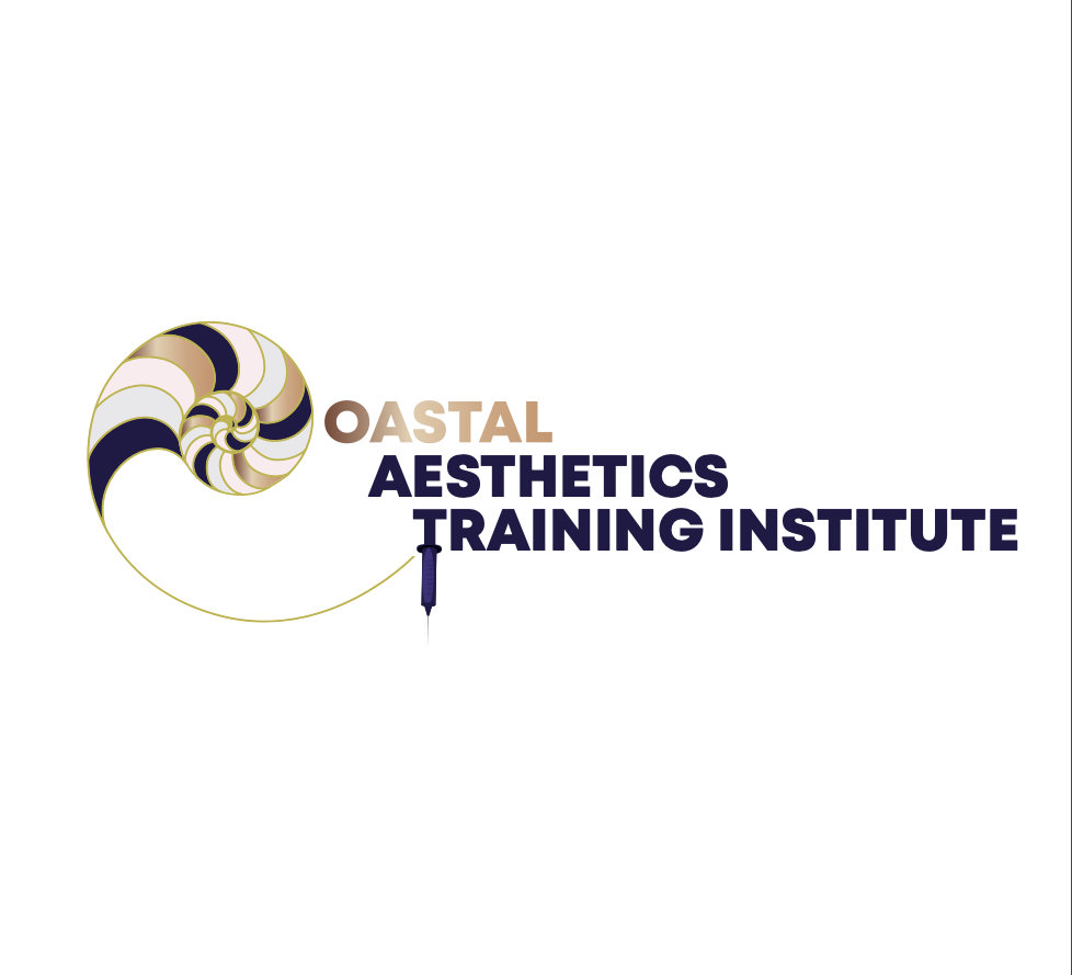 Logo of Oastal Aesthetics Training Institute with a stylized nautilus shell and a pen integrated into the design.