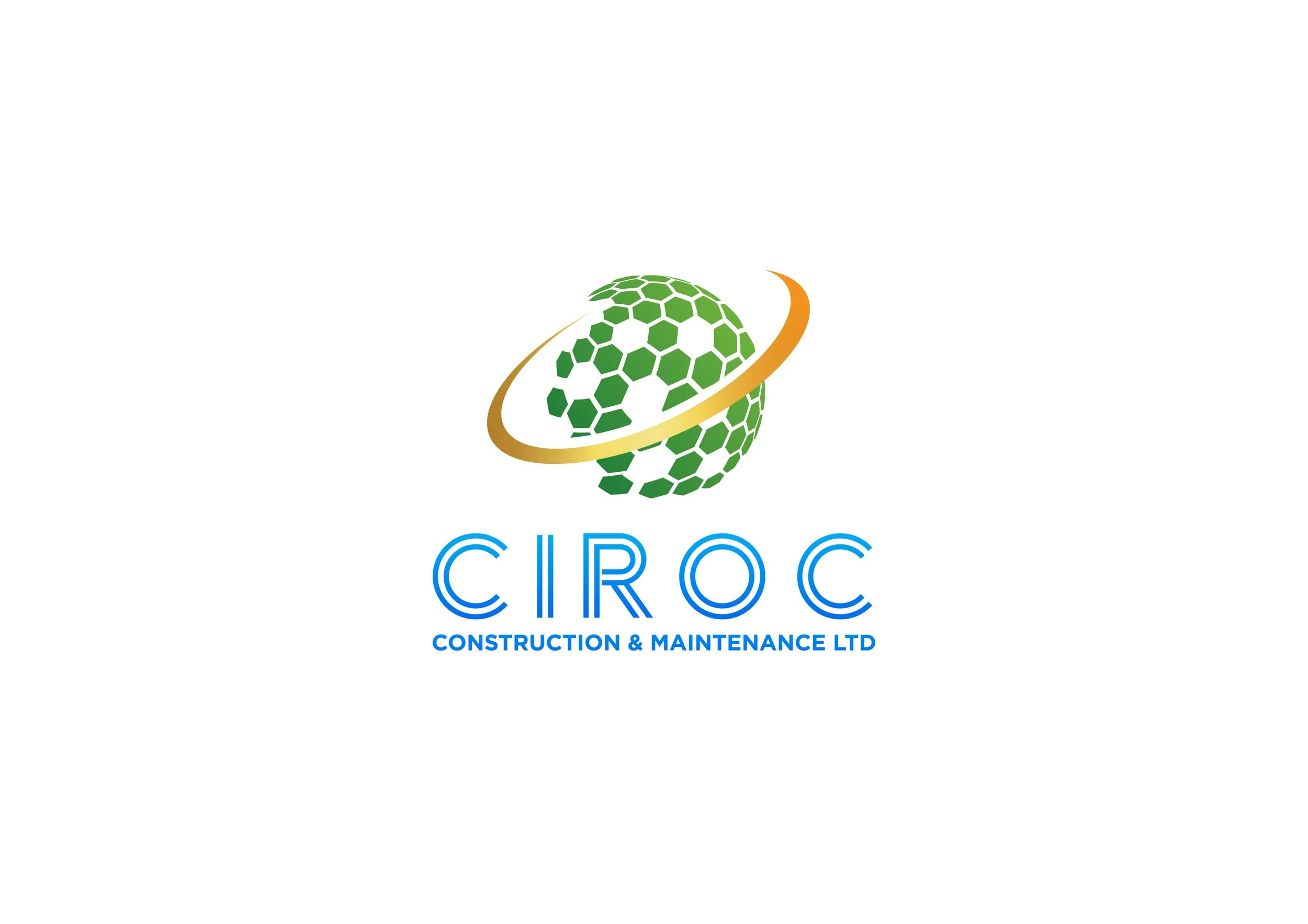 Logo of Ciroc Construction & Maintenance Ltd featuring a green globe with a gold orbit around it and the company name in blue text.