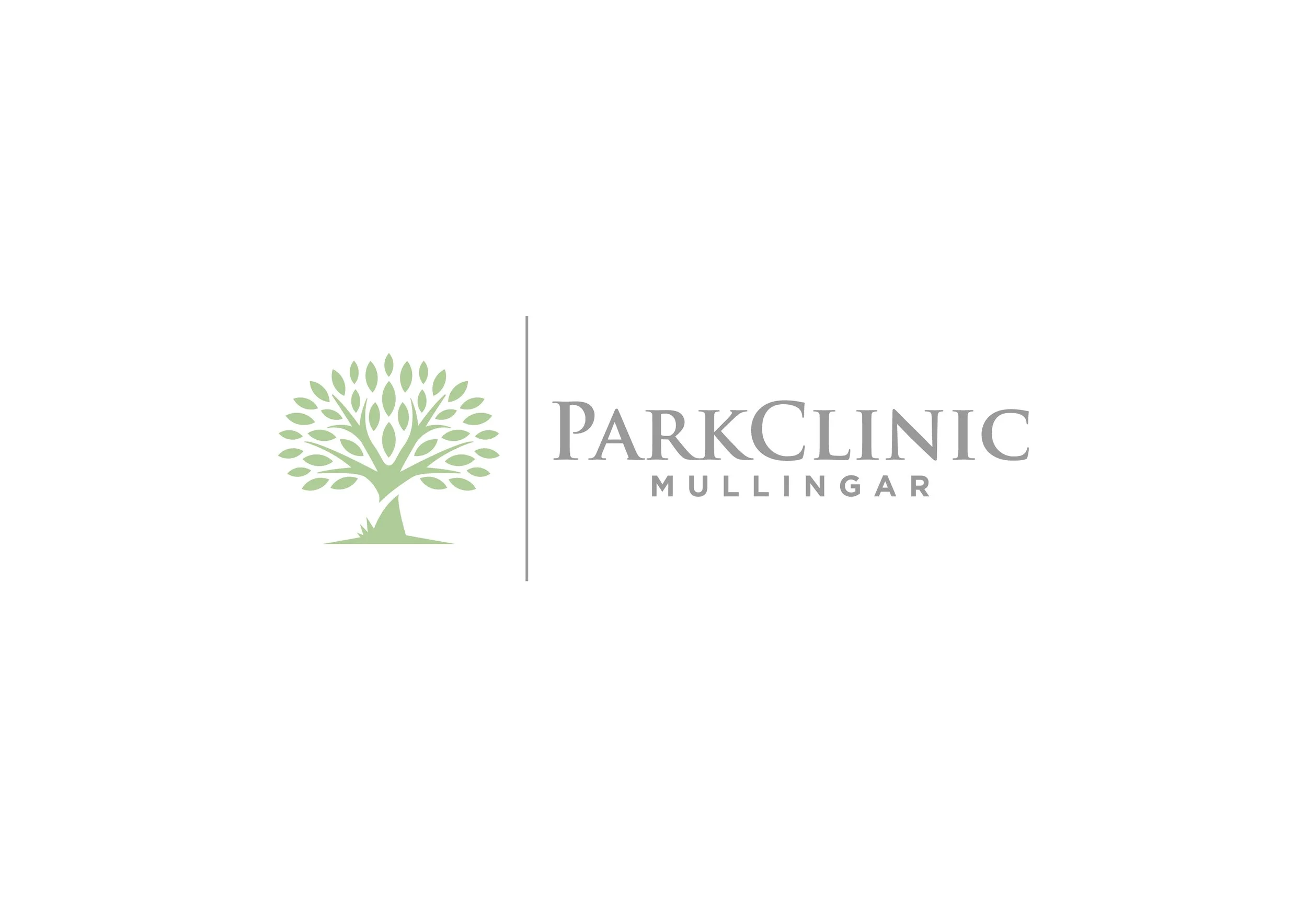 Logo of Park Clinic Mullingar featuring a stylized green tree with numerous leaves and the clinic name in gray text beside the tree.