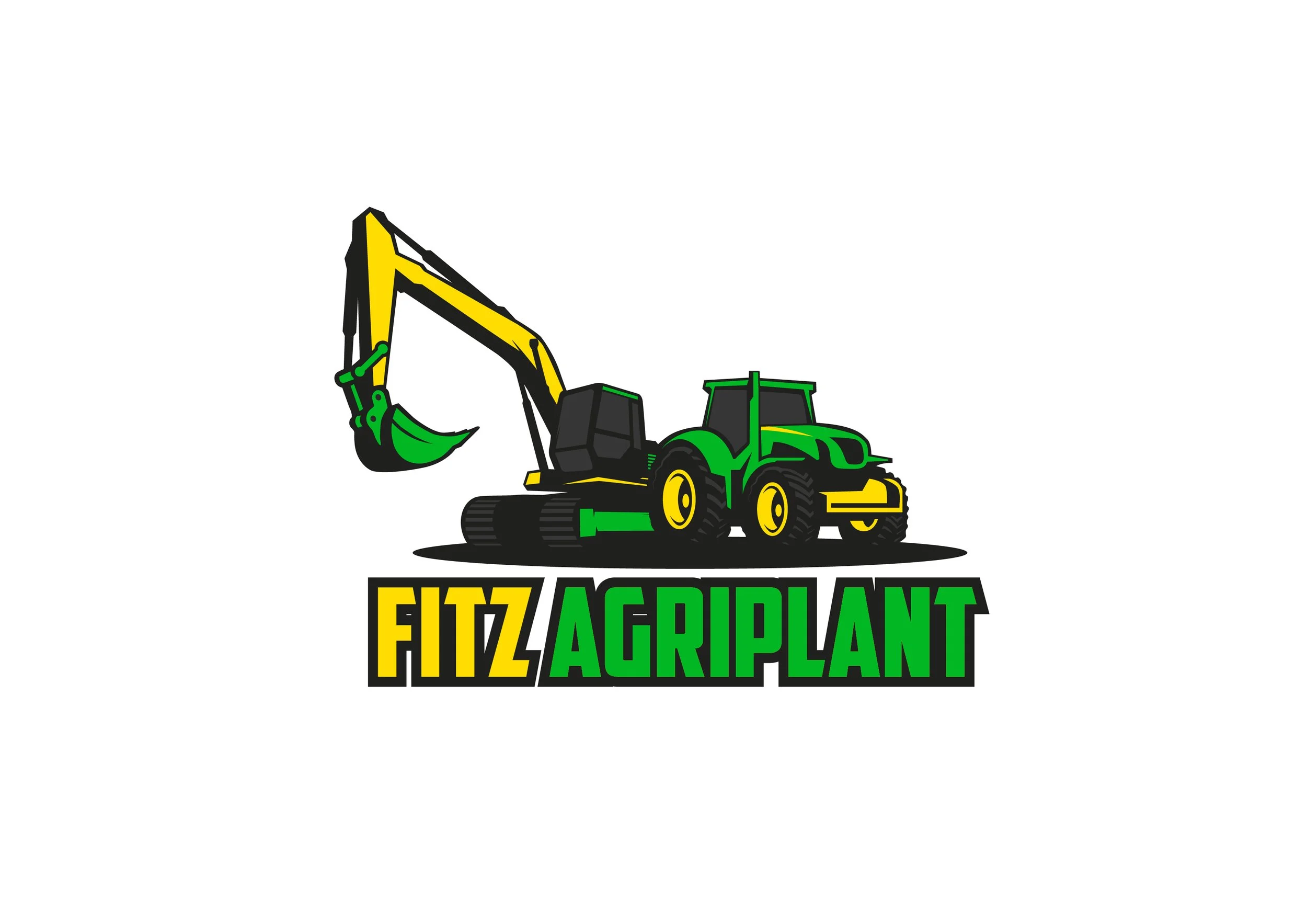 Logo of Fitz Agriplant featuring a green and yellow tractor with an excavator arm and bucket, with the text 'Fitz Agriplant' underneath.
