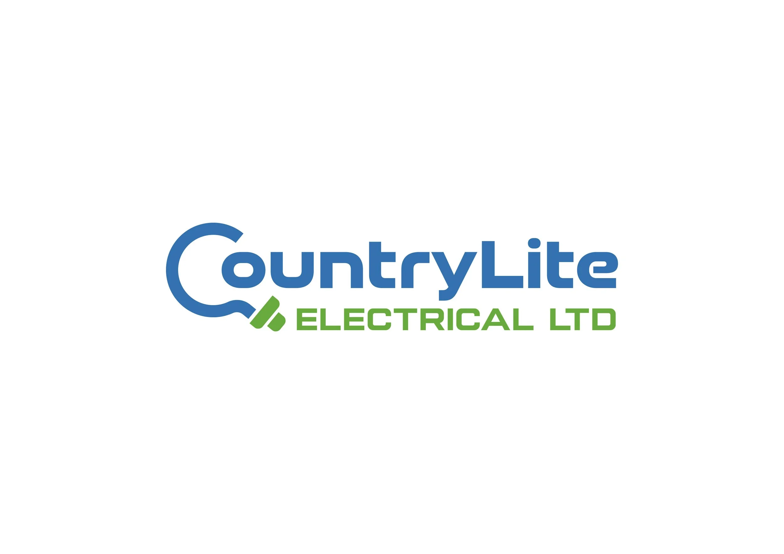 Logo of CountryLite Electrical Ltd with a blue power plug icon and green text