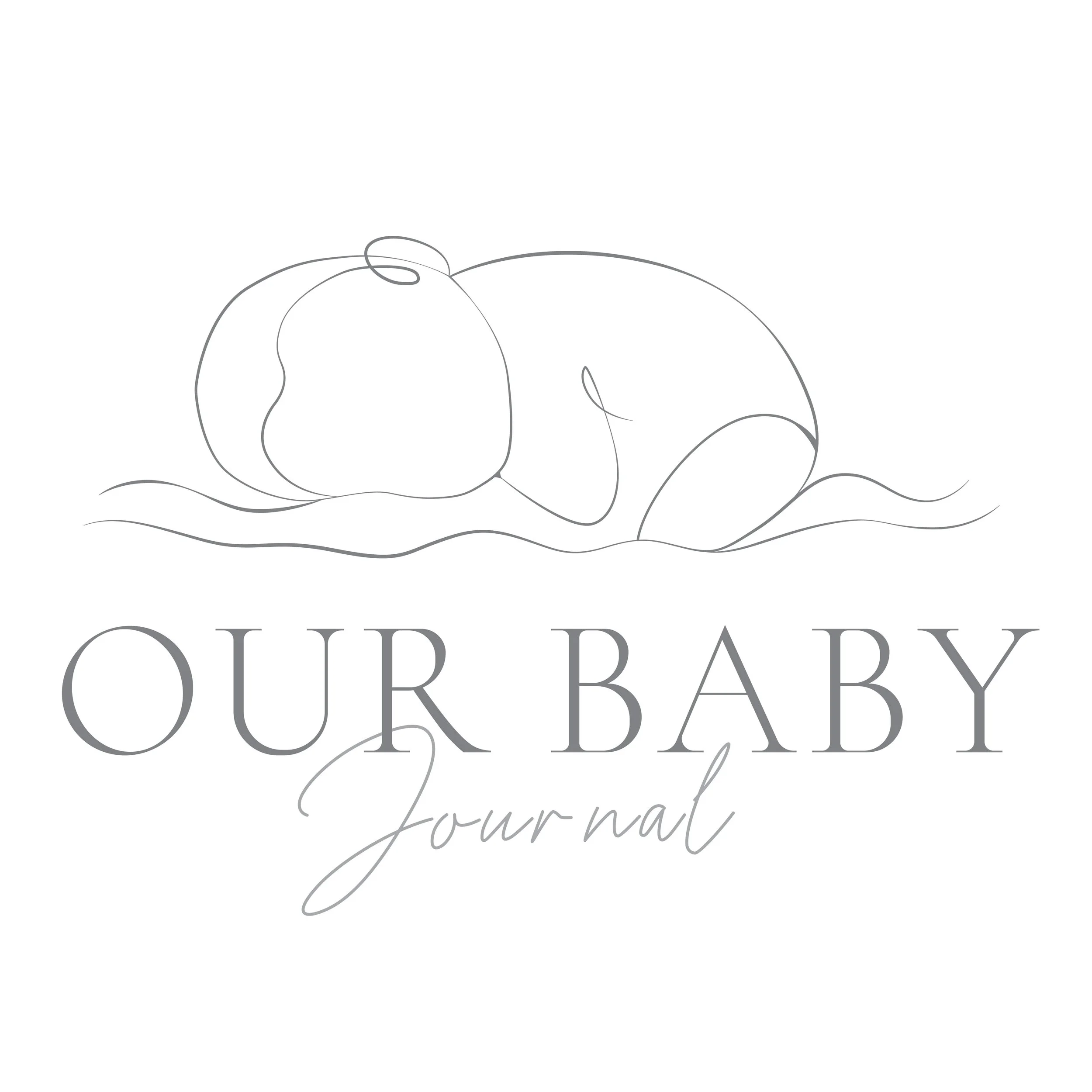 Line drawing of a sleeping baby with the text 'Our Baby Journal' underneath.