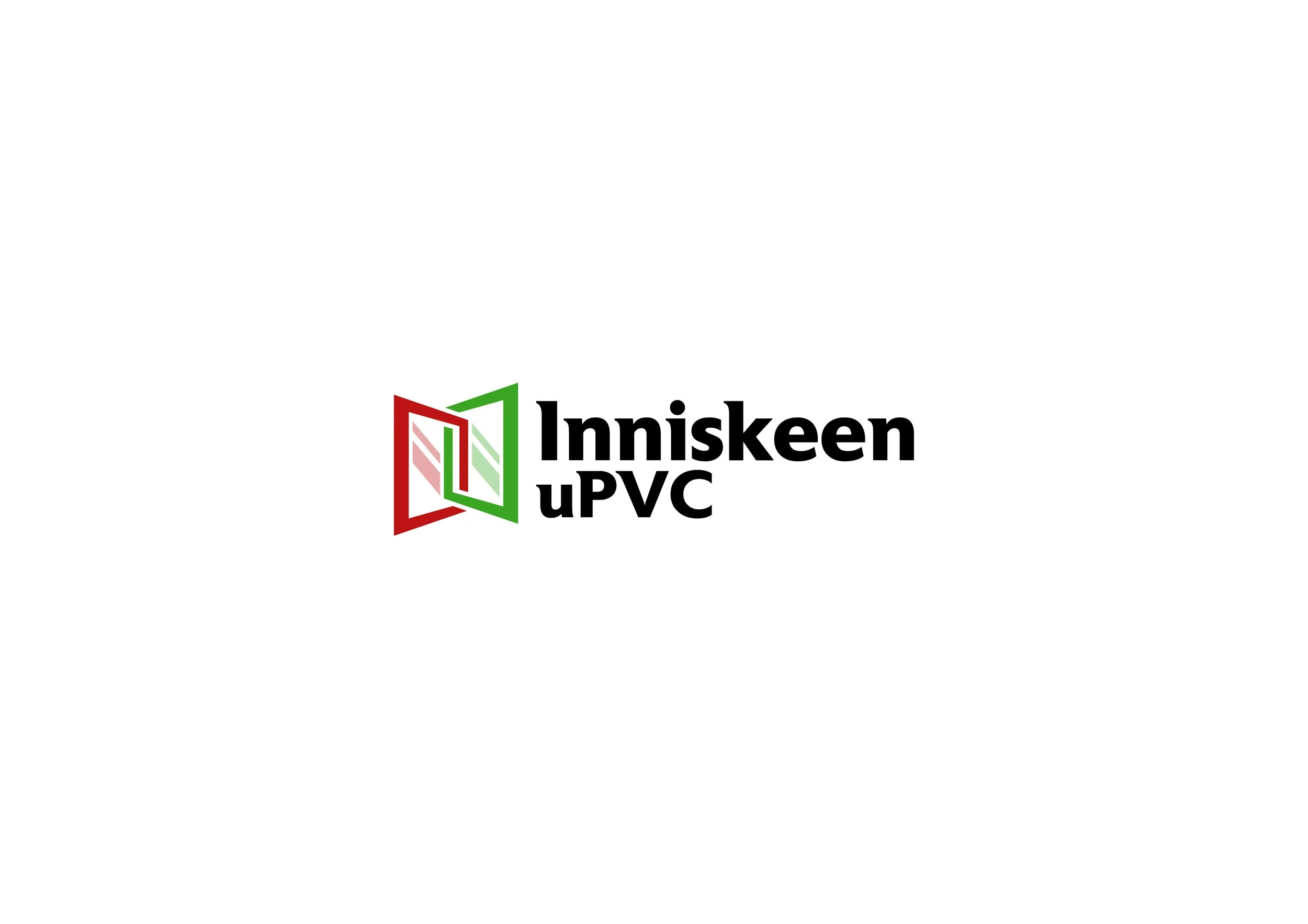 Logo of Inniskeen uPVC featuring stylized red and green window frames with black text.