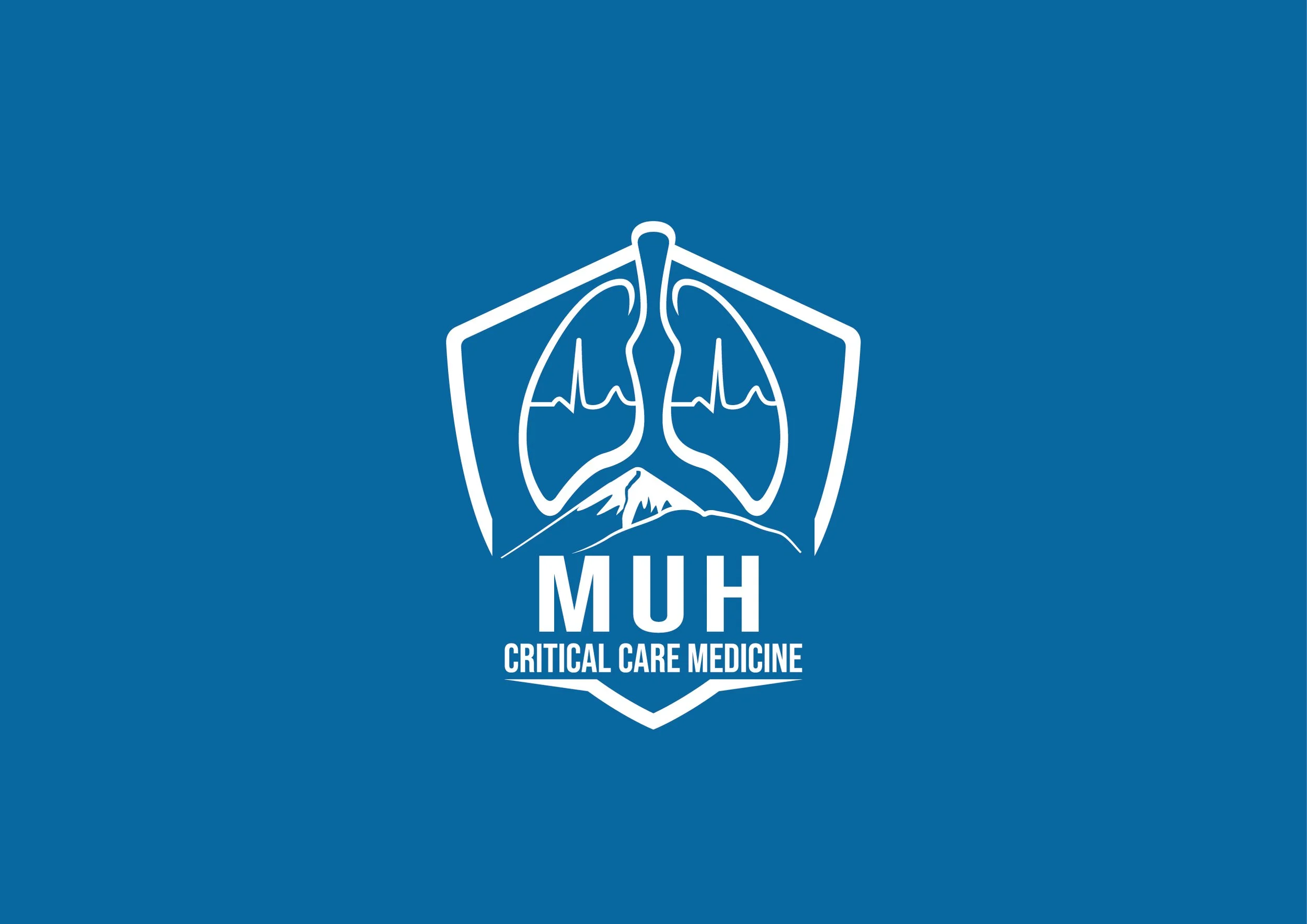 Logo with stylized lungs and mountain, and text 'MUH CRITICAL CARE MEDICINE'.