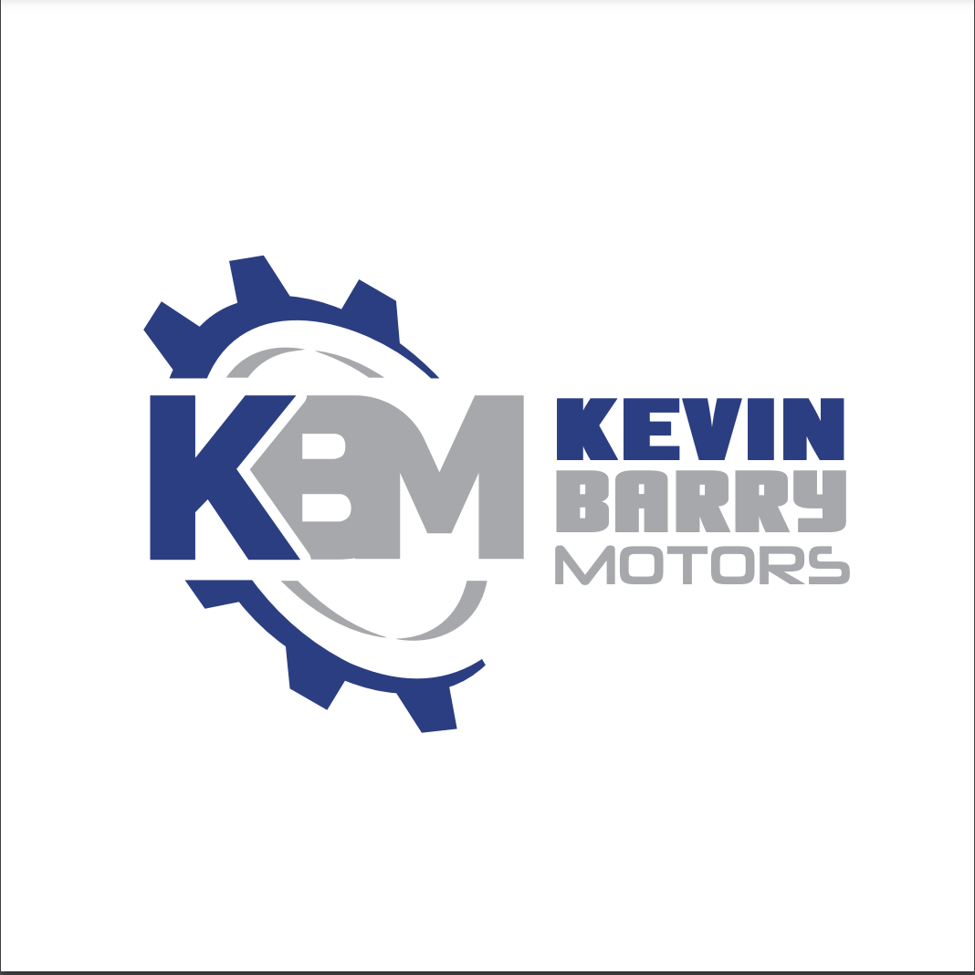 Logo for Kevin Barry Motors featuring gear and tire symbols with the initials K, B, M.