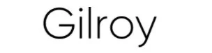 Gilroy typeface specimen showing a modern geometric sans serif alphabet