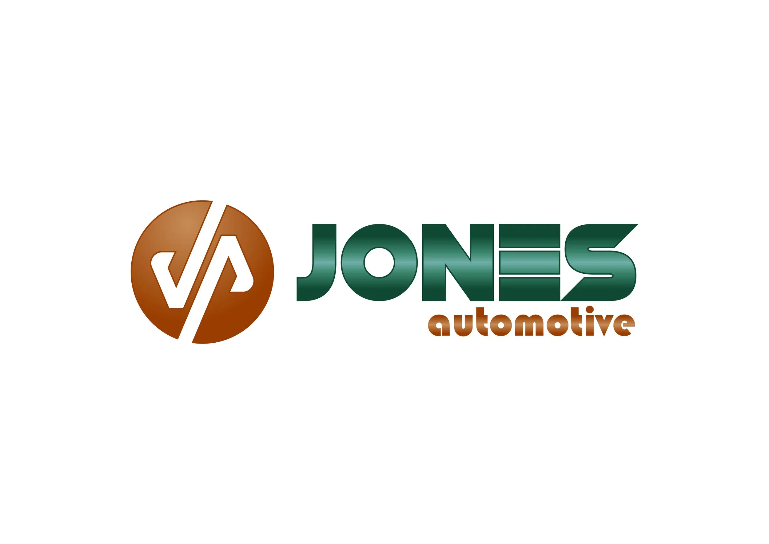 Jones Automotive logo with a stylized 'J' and 'A' inside a circular emblem in brown, and the words 'JONES automotive' in green and brown text.