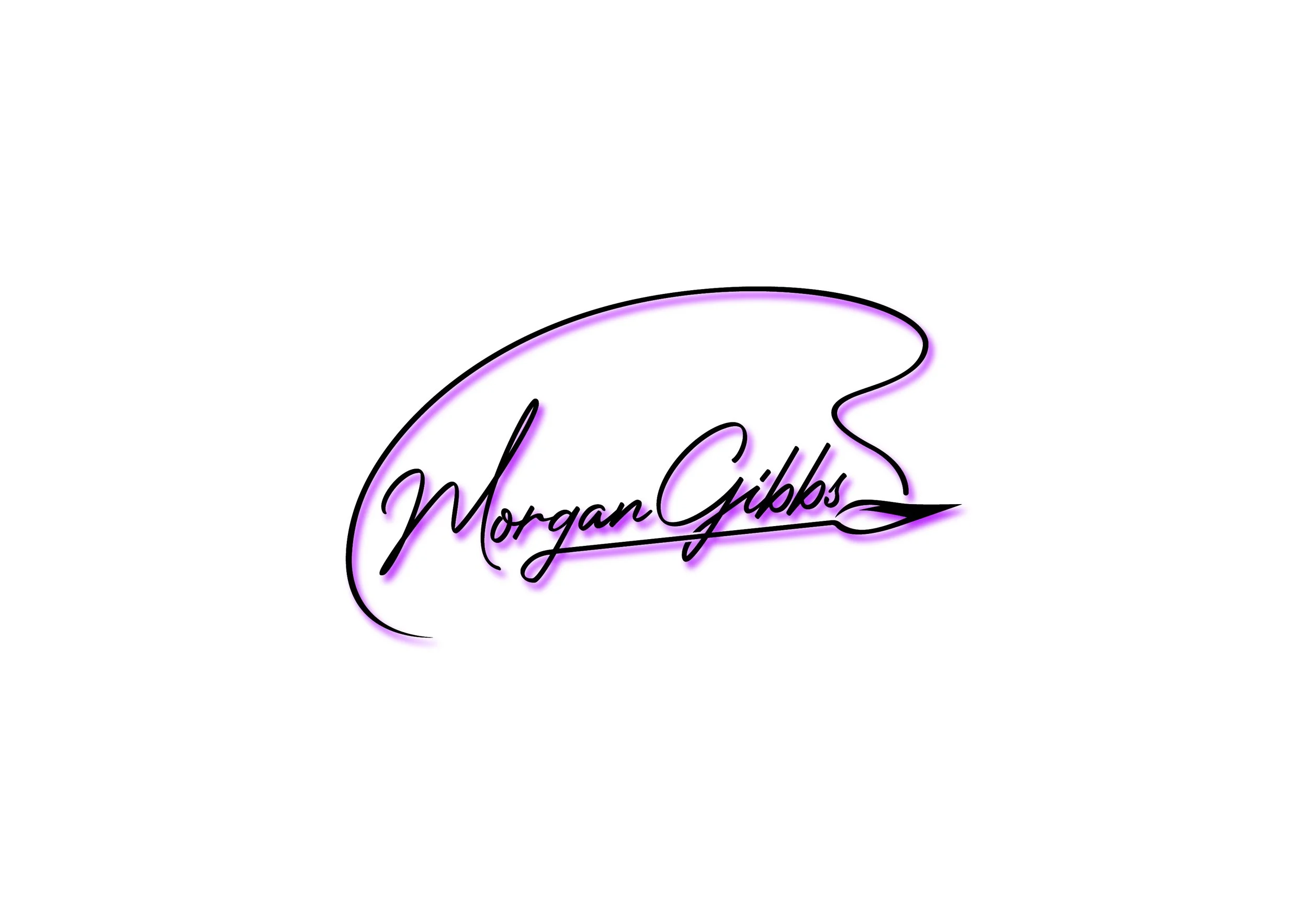 Stylized signature of Morgan Gibbs with a neon purple outline on a white background.